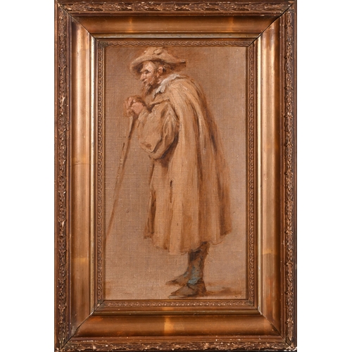 83 - 19th Century English School. A Study of a Man Leaning on a Stick, Oil on canvas laid down, 13.25