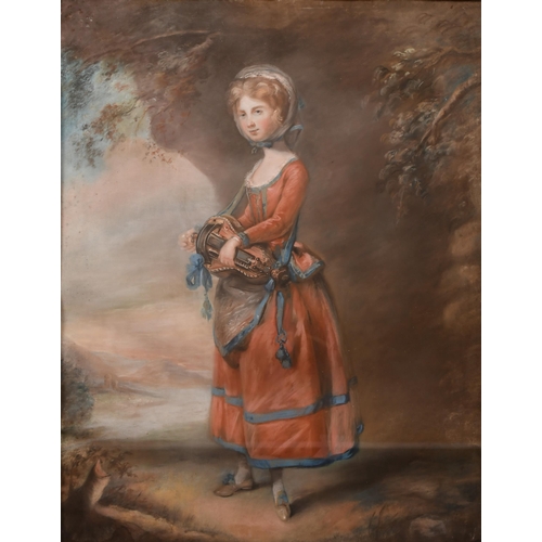 9 - John Russell (1745-1806) British. A Hurdy-Gurdy Player, Pastel, Inscribed on the mount, In a fine ca... 