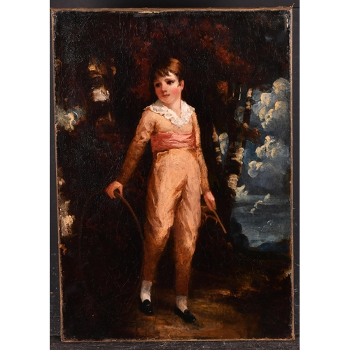 95 - Circle of William Underhill (act.1847-1871) British. Young Boy with a Hoop, Oil on canvas, unframed ... 