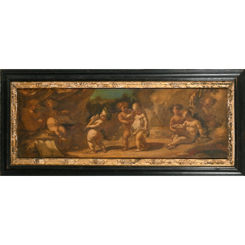 27 - Circle of Francesco Solimena (1657-1747) Spanish. Cherubs and Satyr Rejoicing, Oil on canvas, in a p... 