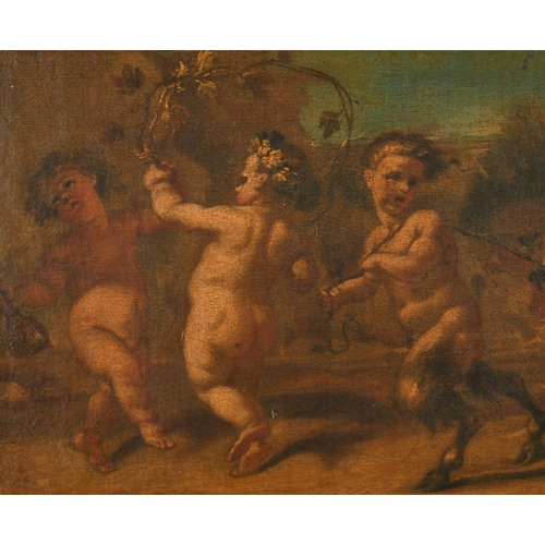 27 - Circle of Francesco Solimena (1657-1747) Spanish. Cherubs and Satyr Rejoicing, Oil on canvas, in a p... 