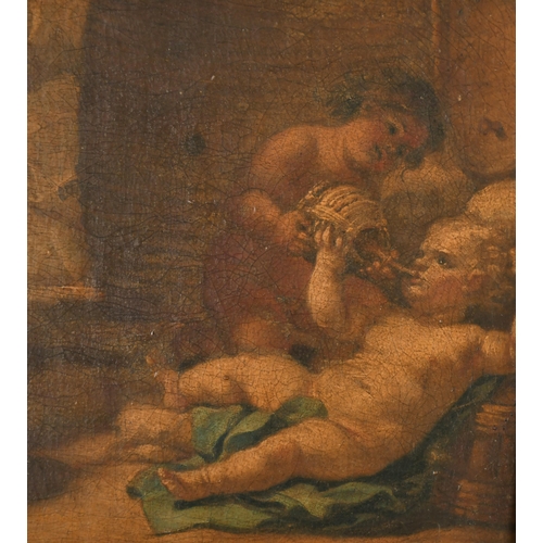 27 - Circle of Francesco Solimena (1657-1747) Spanish. Cherubs and Satyr Rejoicing, Oil on canvas, in a p... 