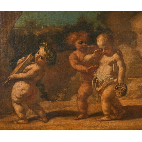 27 - Circle of Francesco Solimena (1657-1747) Spanish. Cherubs and Satyr Rejoicing, Oil on canvas, in a p... 