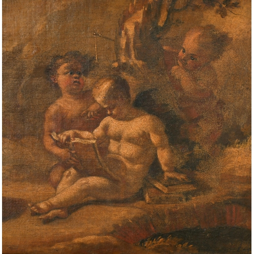27 - Circle of Francesco Solimena (1657-1747) Spanish. Cherubs and Satyr Rejoicing, Oil on canvas, in a p... 