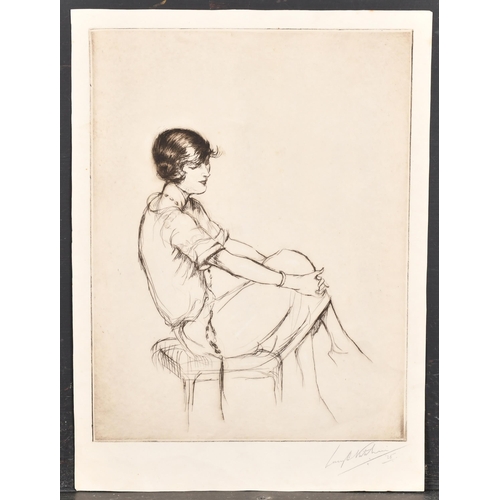 120 - Lucy B Whiteham (20th Century) British. A Girl Seated on a Stool, Etching, Signed and dated '25 in p... 