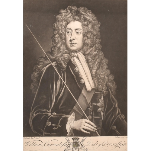 17 - After Godfrey Kneller (1646-1723) German/British. William Cavendish, Duke of Devonshire, Mezzotint b... 