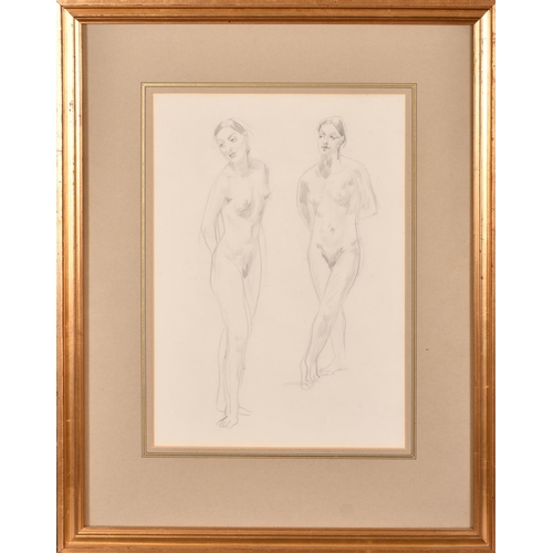 174 - Ethel Walker (1861-1951) British. Standing Nudes, Pencil, Inscribed on a label verso, 14