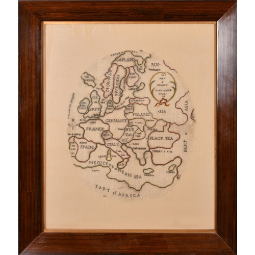 18 - Mary Maule (18th-19th Century) British. Map of England, Tapestry dated 1786, In a darkwood frame, Ov... 