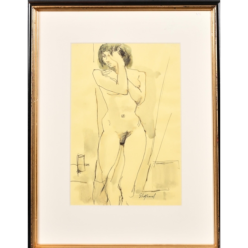 189 - Sidney Horne Shepherd (1909-1993) British. A Standing Female Nude, Ink and wash, Signed, 10.25