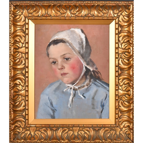 195 - Early 20th Century English School. Head Study of a Young Girl, Oil on board, 12.5