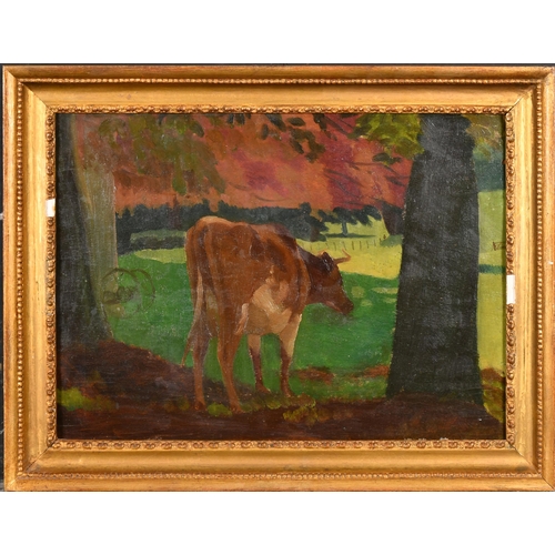 202 - Richard Cotton Carline (1896-1980) British. Cow Under a Copper Beech, Oil on panel, Signed and dated... 