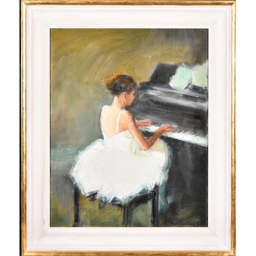 225 - David Lloyd Smith (1944-) British. A Ballerina at a Piano, Oil on canvas, Signed and dated, 20