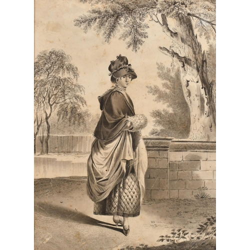 23 - Late 18th Century English School. A Lady in a Landscape, Pencil, 8.5