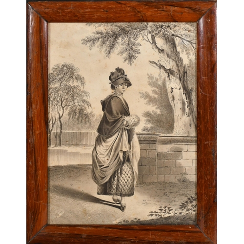 23 - Late 18th Century English School. A Lady in a Landscape, Pencil, 8.5