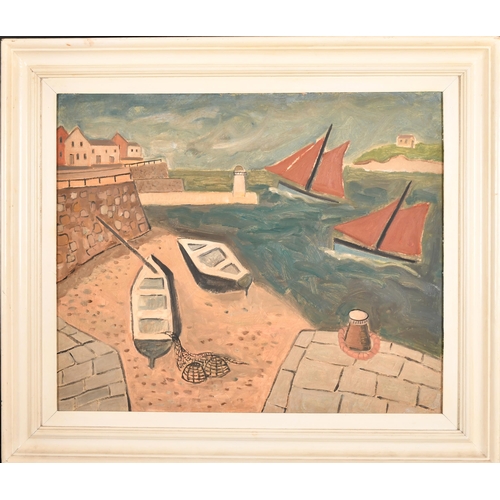 237 - 20th Century English School. A Harbour Scene with Shipping, Oil on board, 20