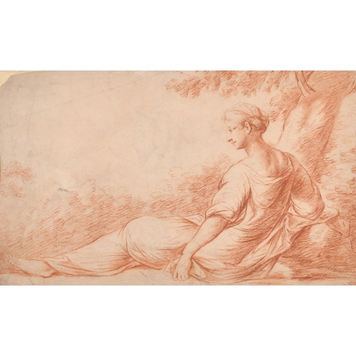 24 - 18th Century French School. A Reclining Classical Lady, Sanguine, 9.5