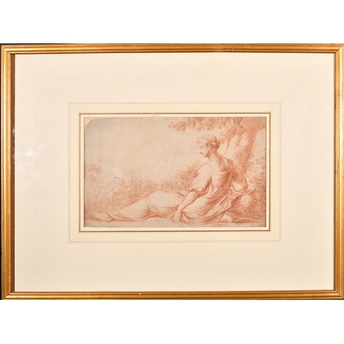 24 - 18th Century French School. A Reclining Classical Lady, Sanguine, 9.5