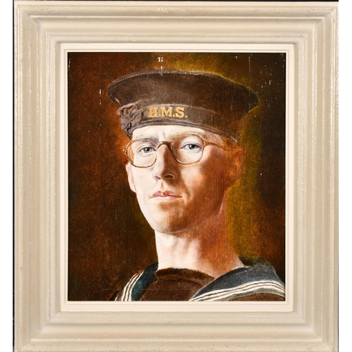 255 - Noel Ellis (1917-1988) British. Self Portrait in Naval Uniform, Oil on extended board, 14