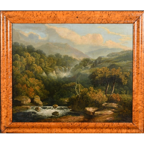 27 - Circle of Julius Caeser Ibbetson (1759-1817) British. A Mountainous River Landscape, Oil on canvas, ... 