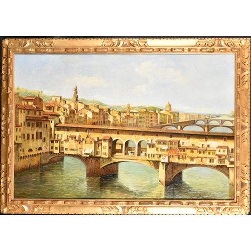 28 - After Giuseppe Zocchi (20th Century) Italian. The Ponte Vecchio, Florence, Oil on canvas, 26