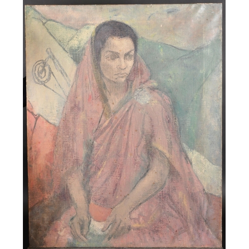 282 - Edmond Xavier Kapp (1890-1978) British. Lady in a Shawl, Oil on canvas, unframed 36