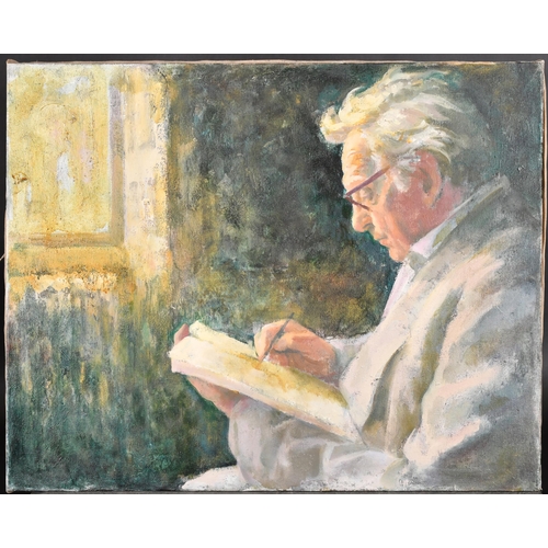 292 - Zsuzsi Roboz (1929-2012) Hungarian/British. A Man Reading, Oil on canvas, unframed 24