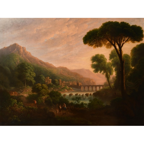 31 - 19th Century Italian School. Figures in an Extensive River Landscape, Oil on canvas, 36