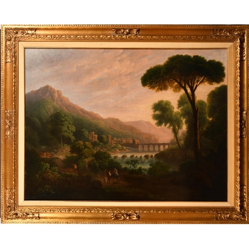 31 - 19th Century Italian School. Figures in an Extensive River Landscape, Oil on canvas, 36