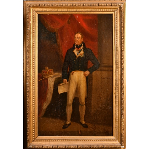 41 - Early 19th Century English School. A Full-Length Portrait of King William IV, Oil on panel, 33.5