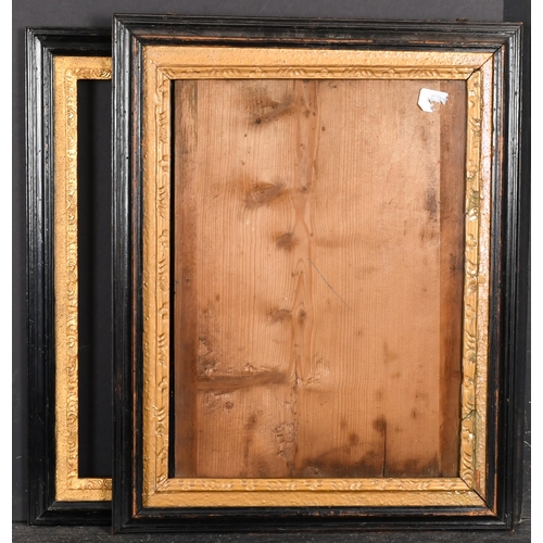 438 - 18th Century English School. A Black Frame, with a carved giltwood slip, rebate 16