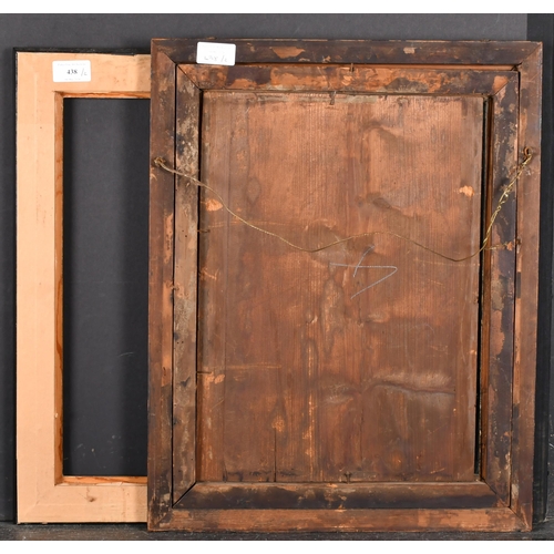 438 - 18th Century English School. A Black Frame, with a carved giltwood slip, rebate 16