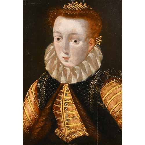 46 - 16th Century English School. A Portrait believed to be Queen Elizabeth I as a child, Oil on panel, 1... 