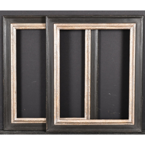 468 - 20th-21st Century English School. A Pair of Black Painted Frames, with silver inner edges, rebate 12... 