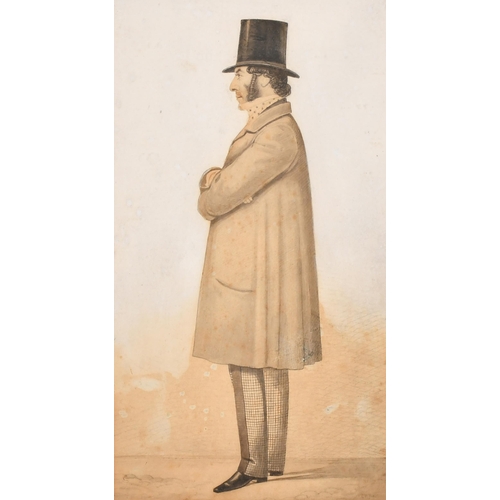 64 - Robert Dighton (1752-1814) British. A Standing Figure in Profile, Watercolour and ink, 11