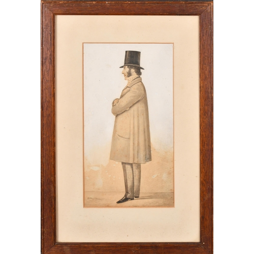 64 - Robert Dighton (1752-1814) British. A Standing Figure in Profile, Watercolour and ink, 11