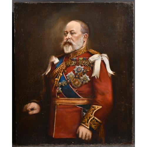 71 - After Samuel Luke Fildes (1843-1927) British. Portrait of Edward VII, Oil on canvas, unframed 24