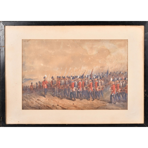 74 - Orlando Norie (1832-1901) British. British Infantry Soldiers Marching, Watercolour, Signed, 11.75