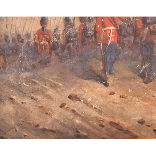 74 - Orlando Norie (1832-1901) British. British Infantry Soldiers Marching, Watercolour, Signed, 11.75