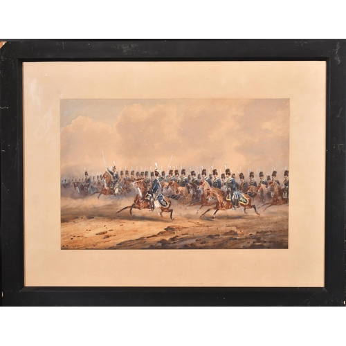 75 - Orlando Norie (1832-1901) British. The 13th Hussars Charging, Watercolour, Signed, 12.75