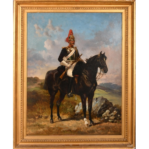 76 - Alfred Frank de Prades (1825-1885) French/British. A Royal Horse Guard Trooper, Oil on board, Signed... 