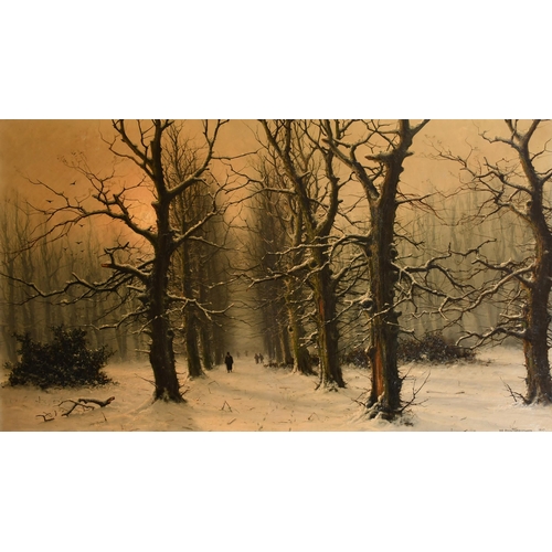 81 - Niels Hans Christiansen (1850-1922) Danish. A Winter Scene, Oil on canvas, Signed and dated 1887, 30... 