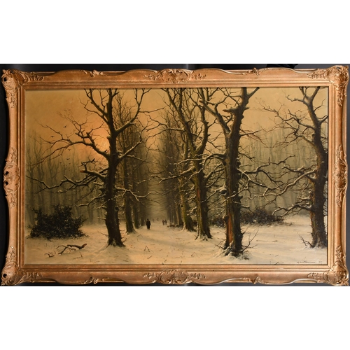 81 - Niels Hans Christiansen (1850-1922) Danish. A Winter Scene, Oil on canvas, Signed and dated 1887, 30... 