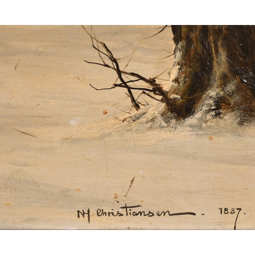 81 - Niels Hans Christiansen (1850-1922) Danish. A Winter Scene, Oil on canvas, Signed and dated 1887, 30... 