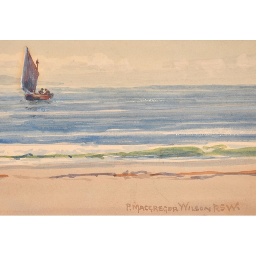 97 - Peter MacGregor-Wilson (1856-1928) British. A Coastal Scene with a Sailing Boat, Watercolour, Signed... 