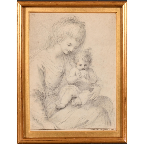 13 - Marla E Kaufmann (18th-19th Century) European. A Mother and Child, Pencil, Signed and dated 1809, 7.... 