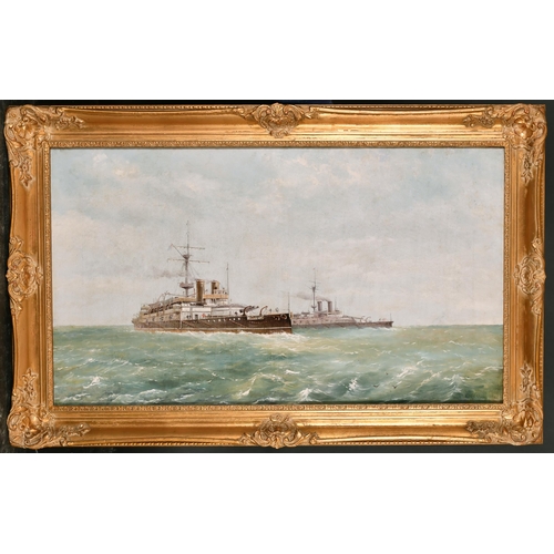 131 - James Edwin Meadows (1828-1888) British. 'British Battleships', Oil on canvas, Signed, and indistinc... 