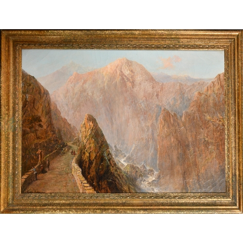 101 - Joseph Kitchingman (19th-20th Century) British. A Mountain Pass, Oil on canvas, Signed, and signed v... 