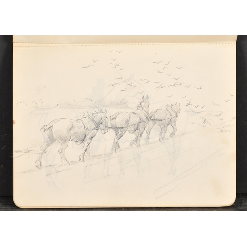 117 - Thomas Blinks (1860-1912) British. Study of a Horse with Trainer and Stable Lad, Pencil, 7.75