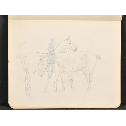 117 - Thomas Blinks (1860-1912) British. Study of a Horse with Trainer and Stable Lad, Pencil, 7.75