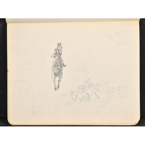 117 - Thomas Blinks (1860-1912) British. Study of a Horse with Trainer and Stable Lad, Pencil, 7.75